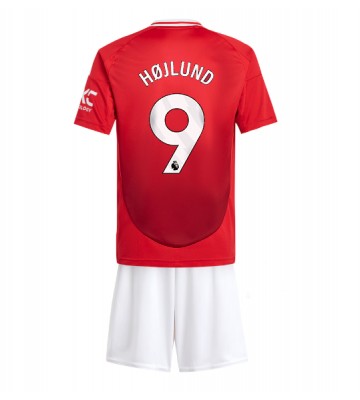 Manchester United Rasmus Hojlund #9 Hemmakläder Barn 2024-25 Kortärmad (+ Korta byxor)